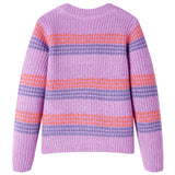 Pull pour enfants Vidaxl tricoté de rayures 128 lilas et rose
