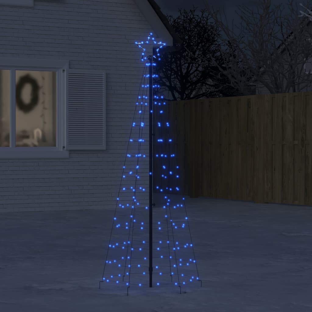 Cono de luz Vidaxl con alfileres de tierra 220 LED azul 180 cm