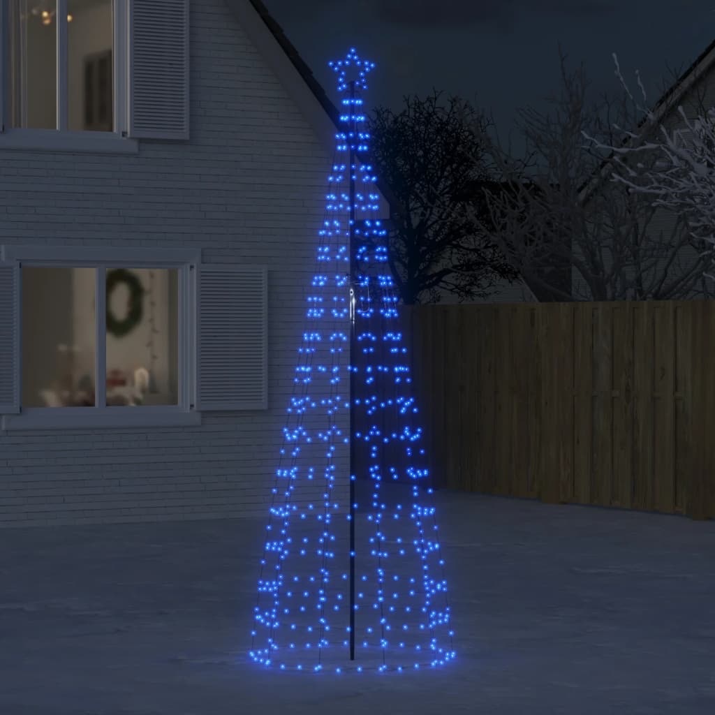 Cono de luz Vidaxl con alfileres de tierra 570 LED azules 300 cm