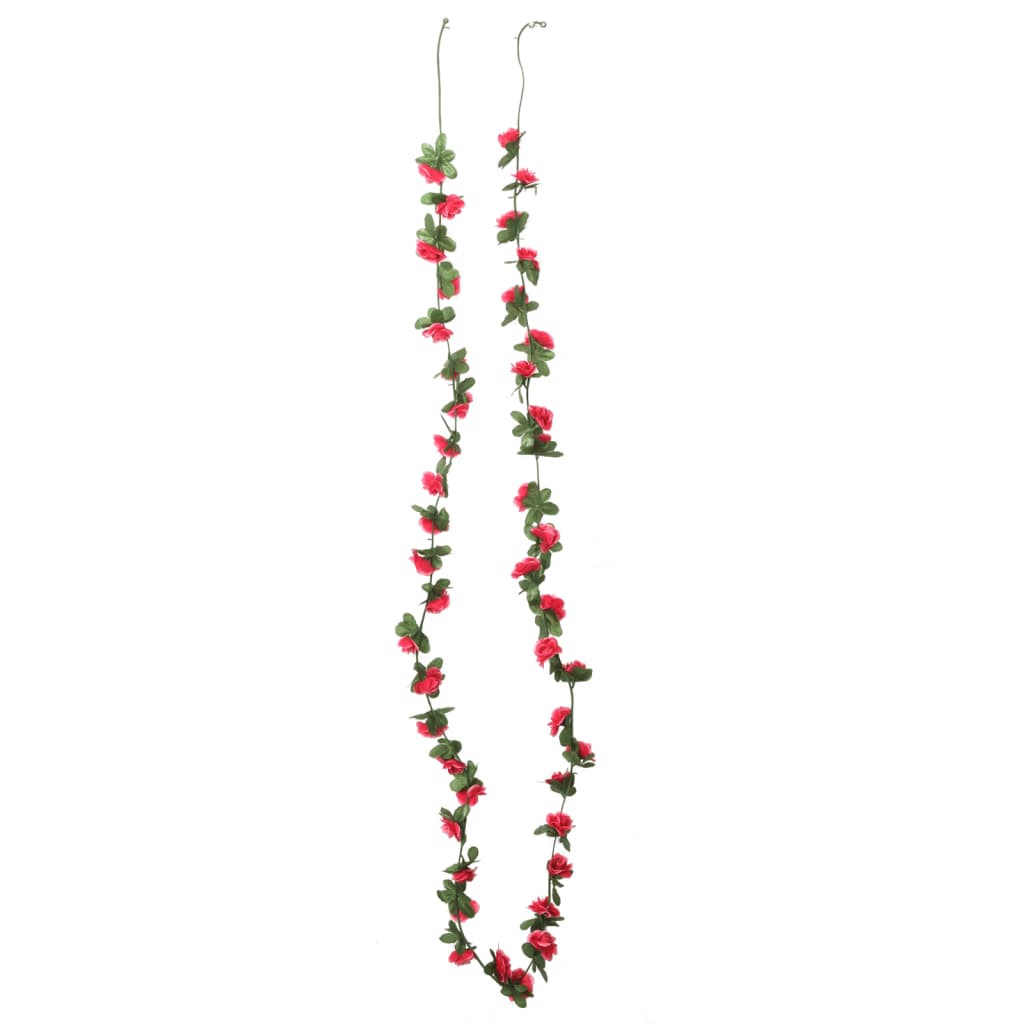 Vidaxl Chrëschtdag Garlands mat Blummen 6 st 7 250 cm Fréijoer rosa