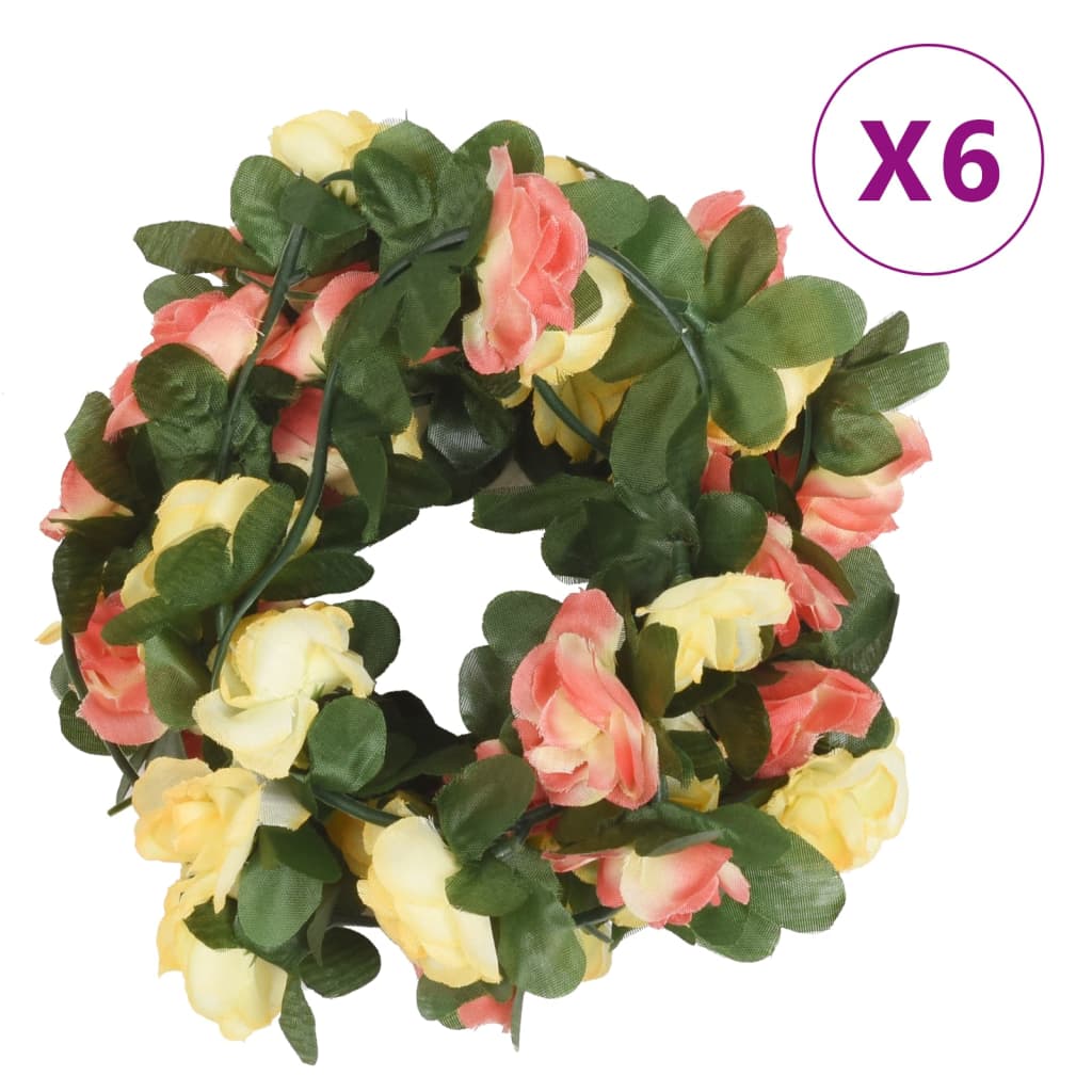 Vidaxl Christmas garlands with flowers 6 st 250 cm spring sunset red
