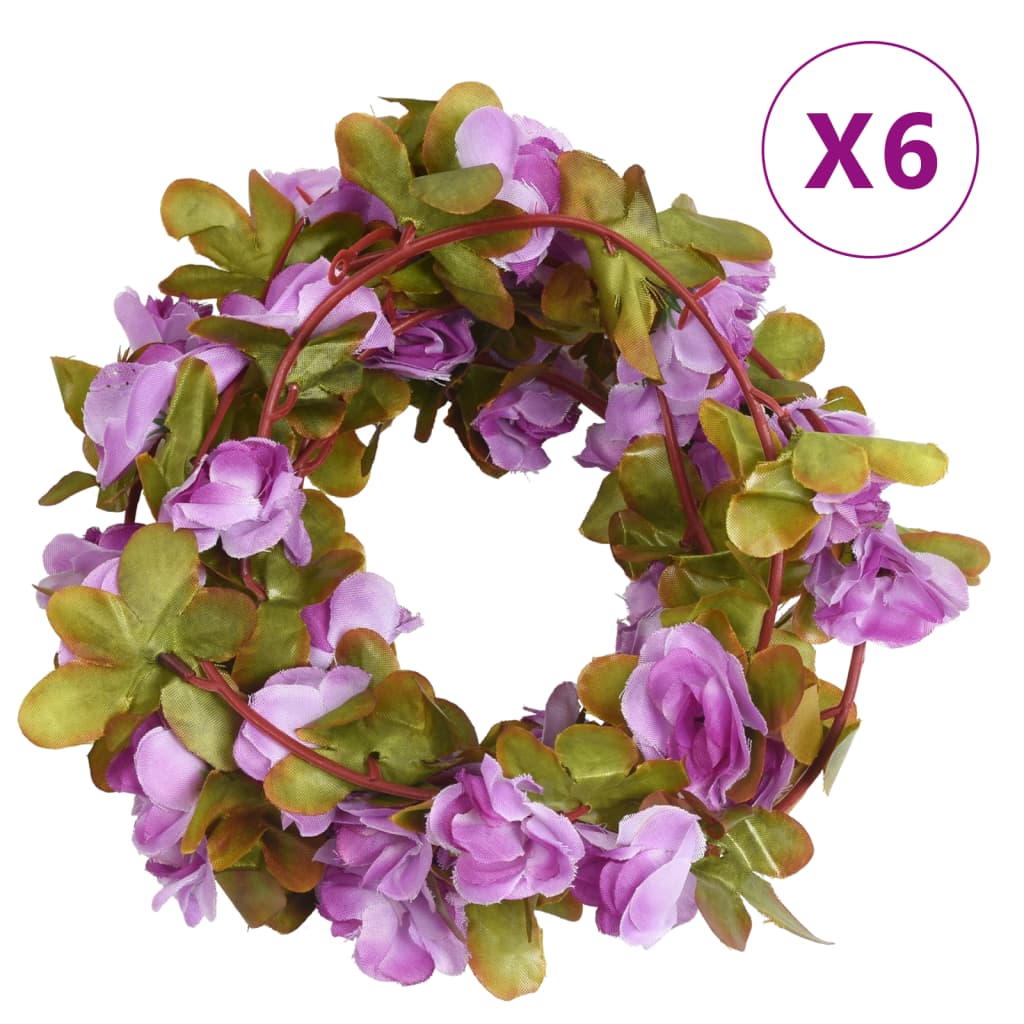 Vidaxl Weihnachtsgirlanden mit Blumen 6 ST 250 cm hellviolett