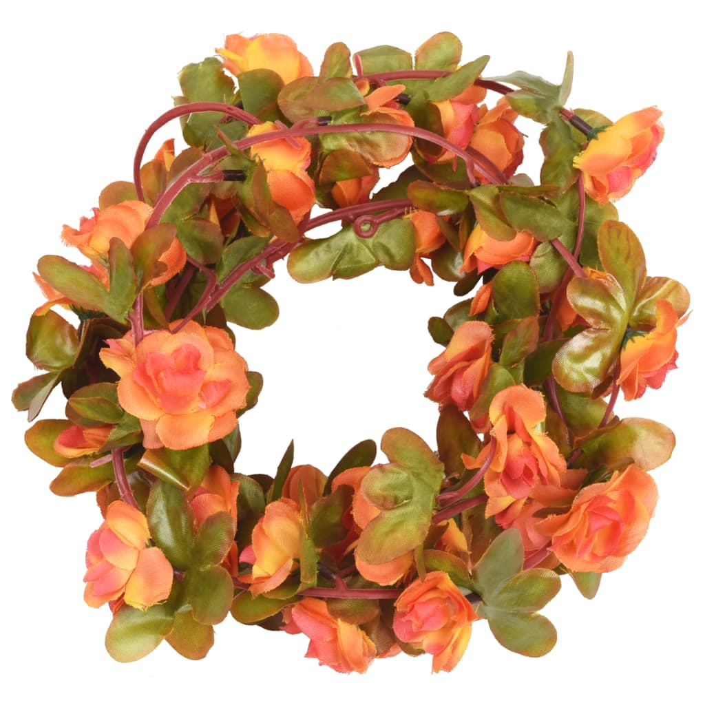 Vidaxl Weihnachtsgirlanden mit Blumen 6 St 250 cm Orange