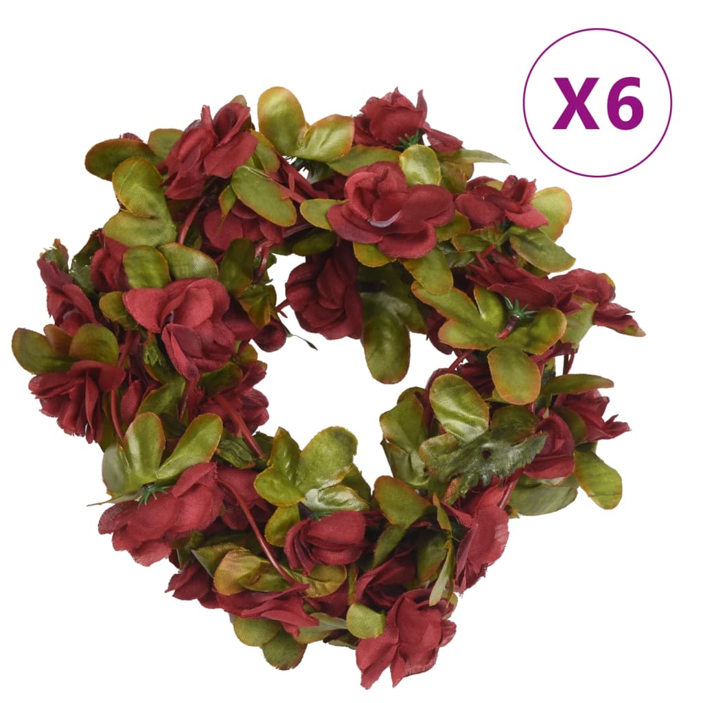 Vidaxl Christmas garlands with flowers 6 st 250 cm wine red