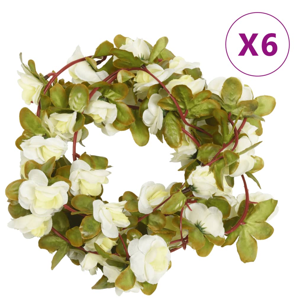 Vidaxl Christmas garlands with flowers 6 st 250 cm white