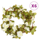 Vidaxl Christmas garlands with flowers 6 st 250 cm white