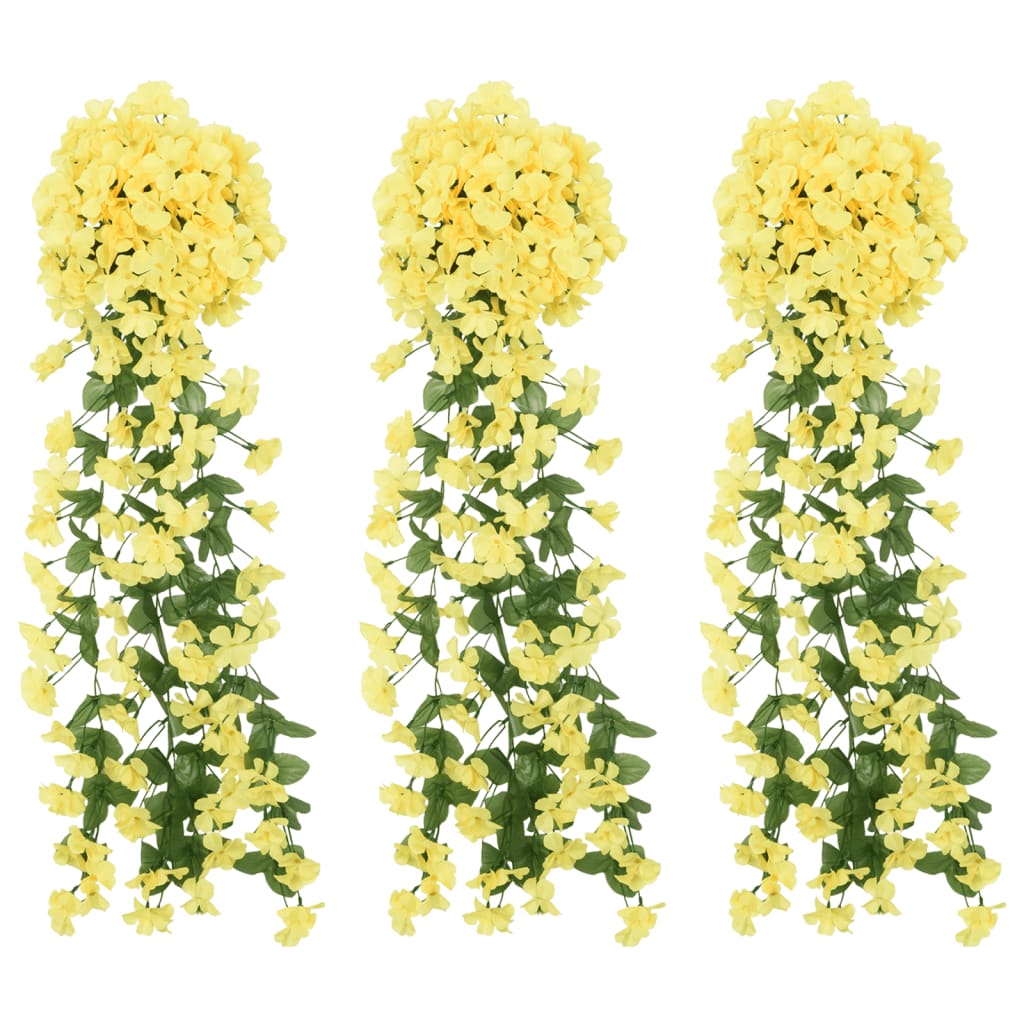 Vidaxl Christmas garlands with flowers 3 st 85 cm yellow