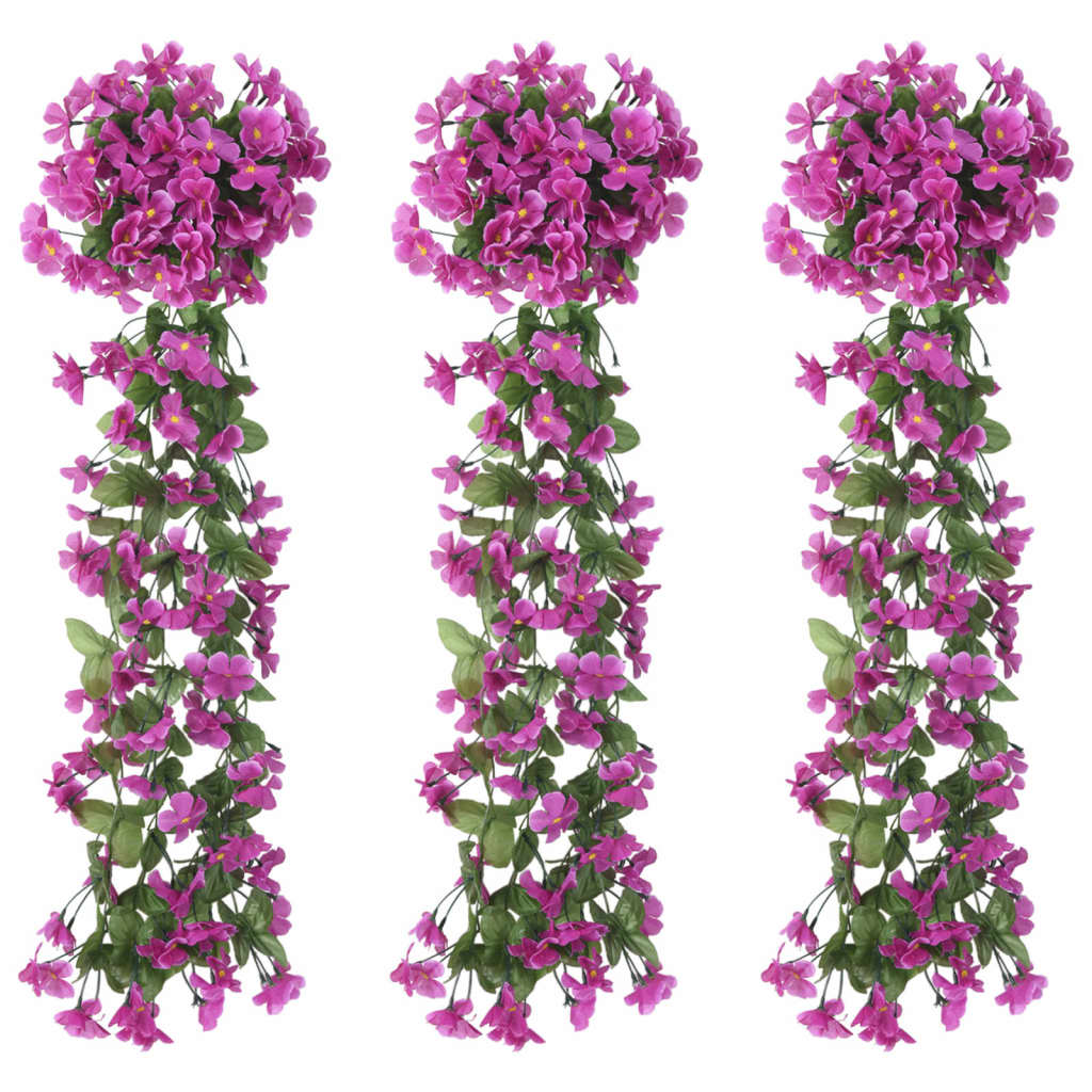 Vidaxl Christmas garlands with flowers 3 st 85 cm light purple
