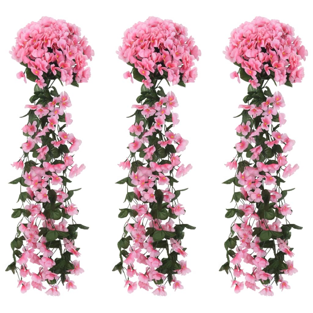 Vidaxl Weihnachtsgirlanden mit Blumen 3 ST 85 cm Pink
