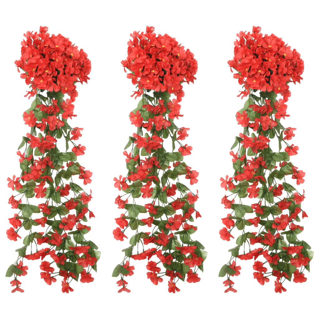 Vidaxl Christmas Garlands with Flowers 3 St 85 cm Red