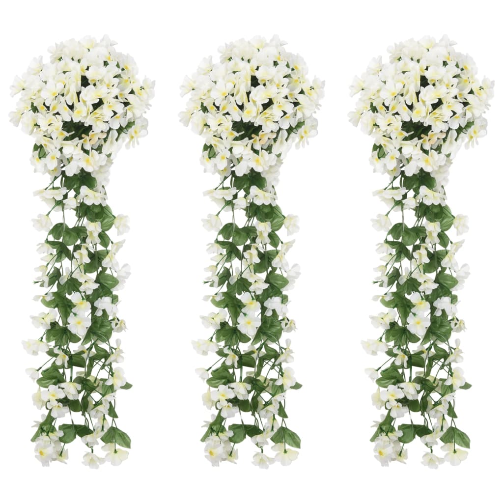 Vidaxl Christmas Garlands z kwiatami 3 St 85 cm biały