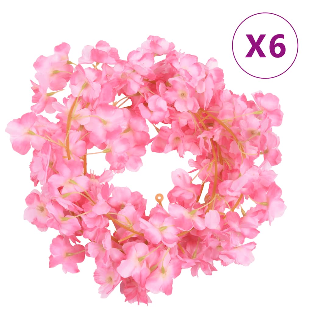Vidaxl Garlands de Noël avec des fleurs 6 st 180 cm rose foncé