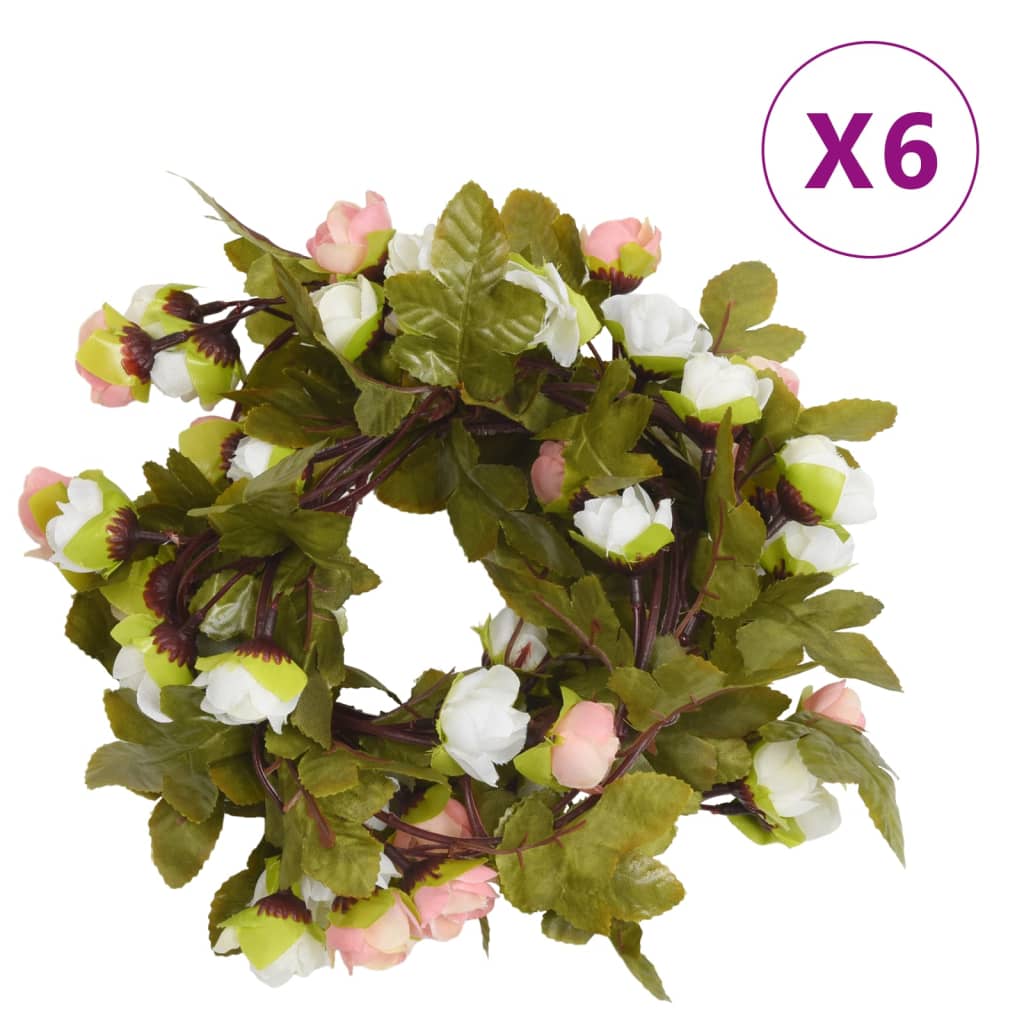 Vidaxl Christmas garlands with flowers 6 st 215 cm champagne colored