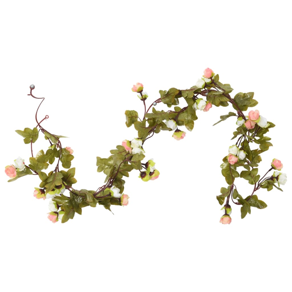 Vidaxl Christmas garlands with flowers 6 st 215 cm champagne colored