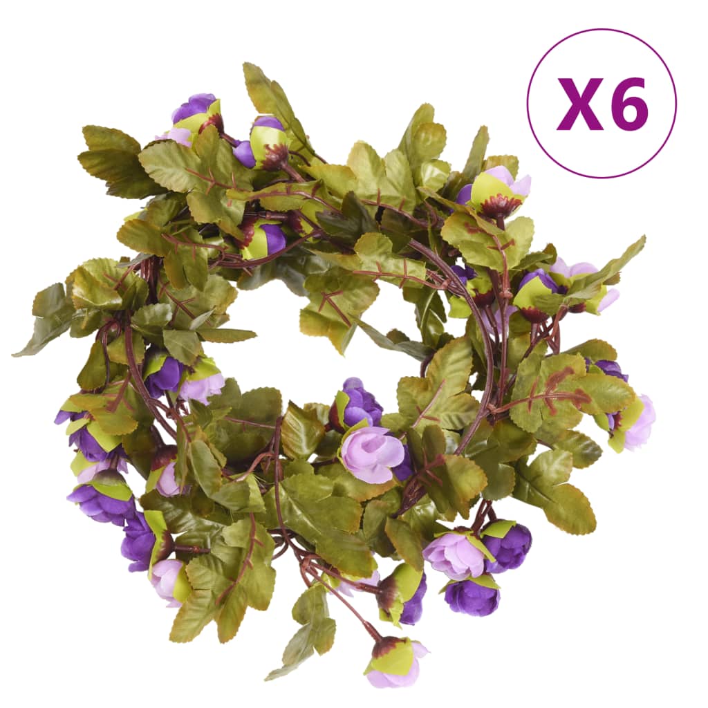 Vidaxl Christmas garlands with flowers 6 st 215 cm light purple