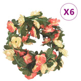 Vidaxl Christmas Garlands with Flowers 6 St 240 cm rosé og champagnefarget