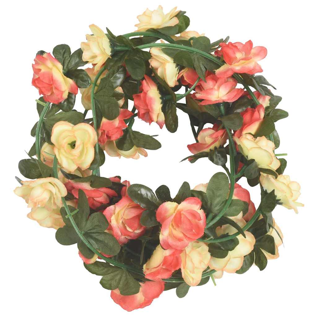 Vidaxl Christmas Garlands with Flowers 6 St 240 cm rosé og champagnefarget