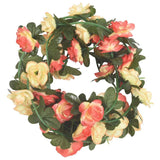 Vidaxl Christmas Garlands with Flowers 6 St 240 cm rosé og champagnefarget