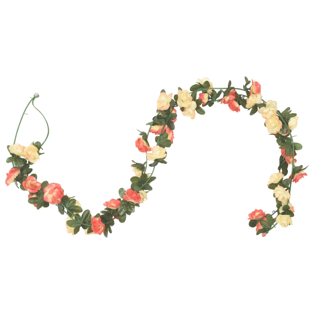 Vidaxl Christmas Garlands with Flowers 6 St 240 cm rosé og champagnefarget