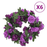 Vidaxl Weihnachtsgirlanden mit Blumen 6 St 240 cm hellviolett