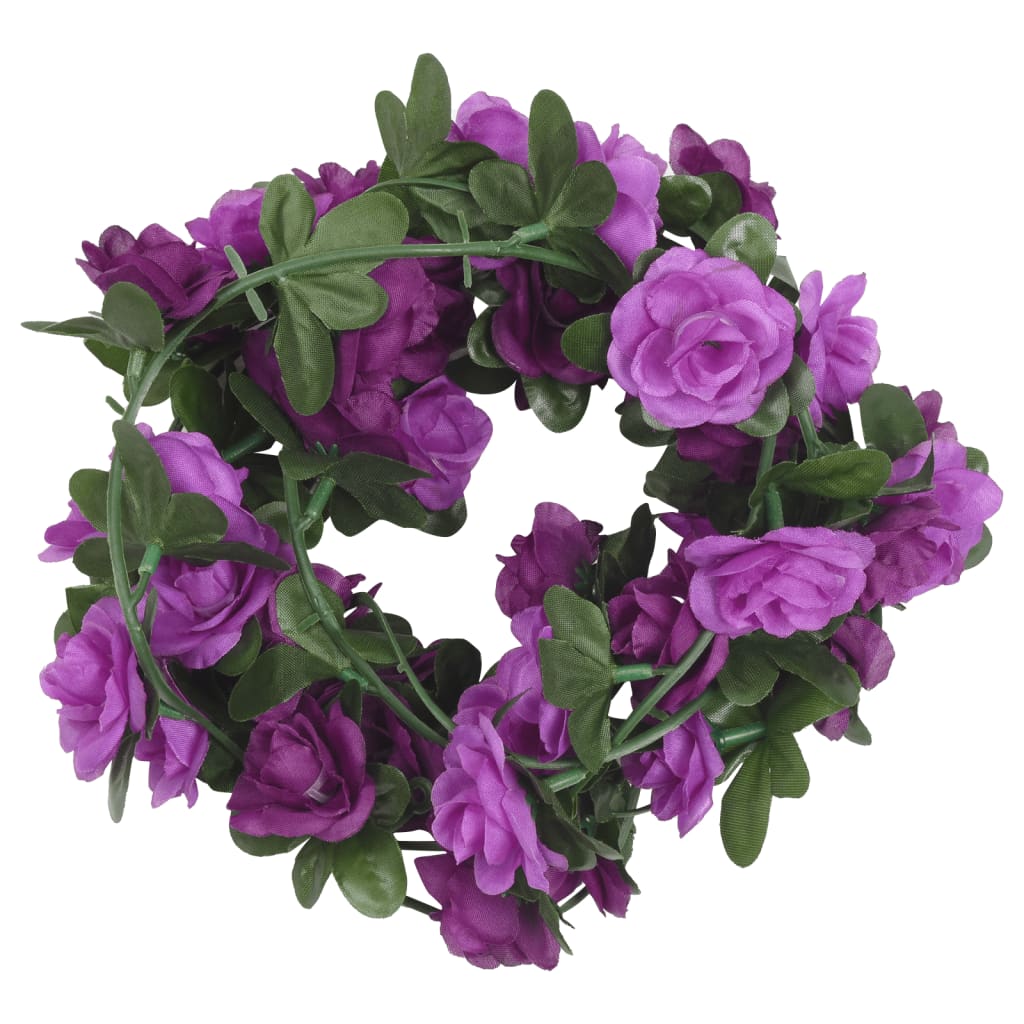 Vidaxl Weihnachtsgirlanden mit Blumen 6 St 240 cm hellviolett