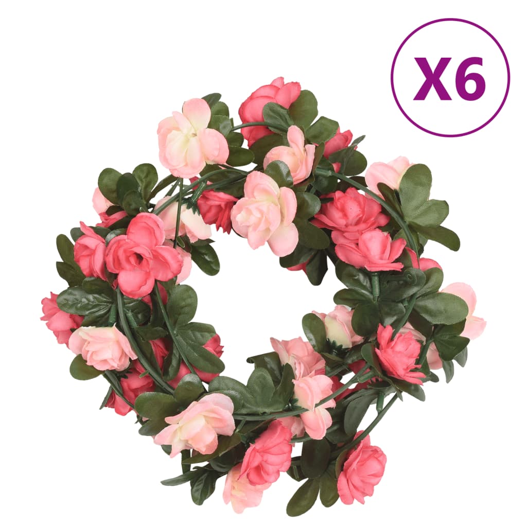 Vidaxl Weihnachtsgirlanden mit Blumen 6 St 240 cm Rosé
