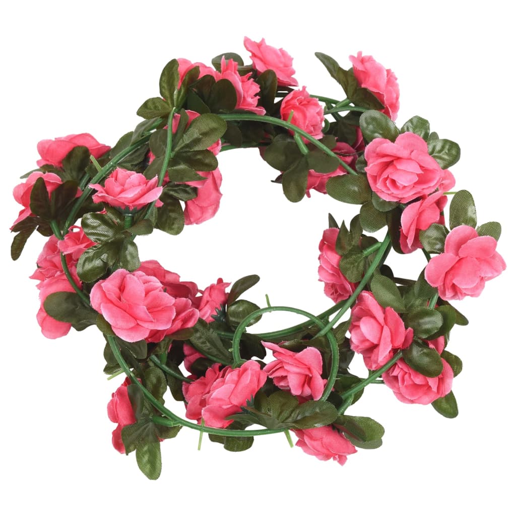 Vidaxl julkransar med blommor 6 st 240 cm rödrosa