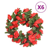 Vidaxl Christmas garlands with flowers 6 st 240 cm red