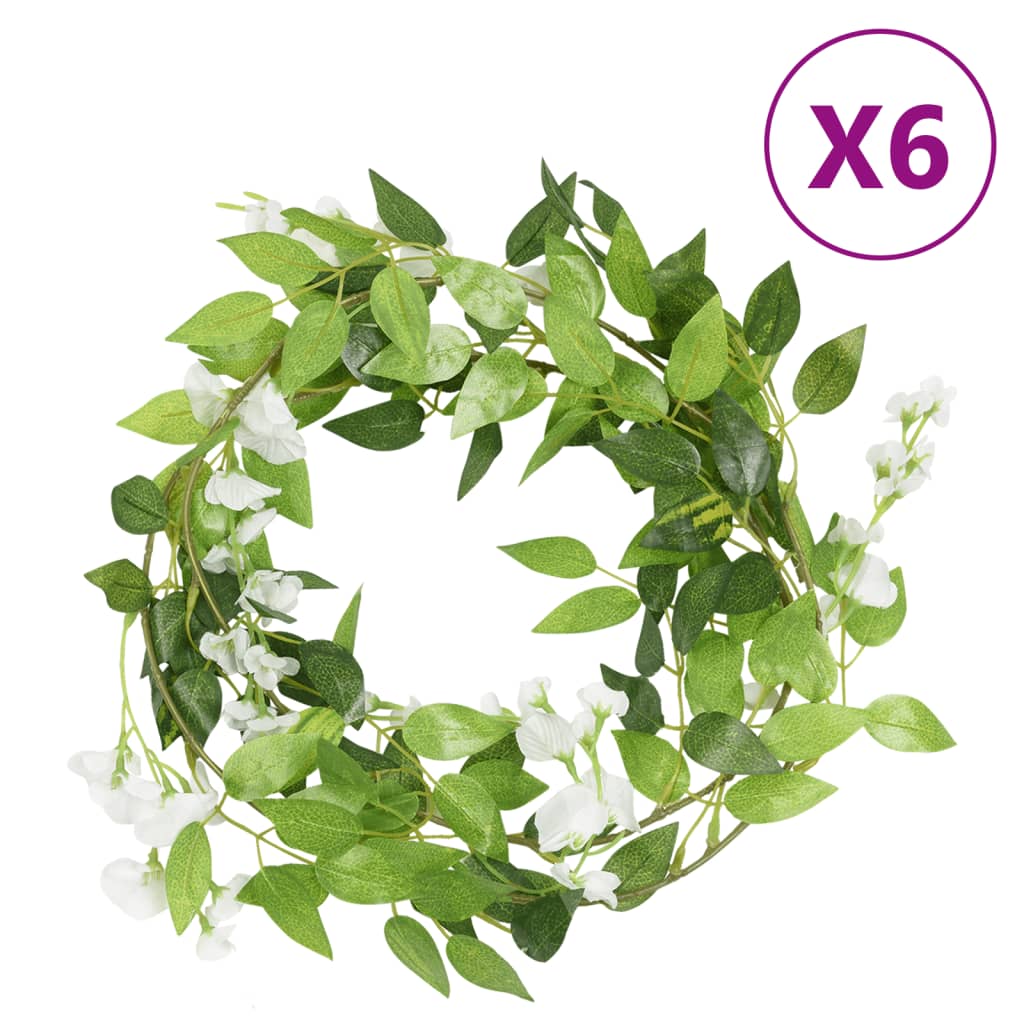 Vidaxl Christmas garlands with flowers 6 st 200 cm white