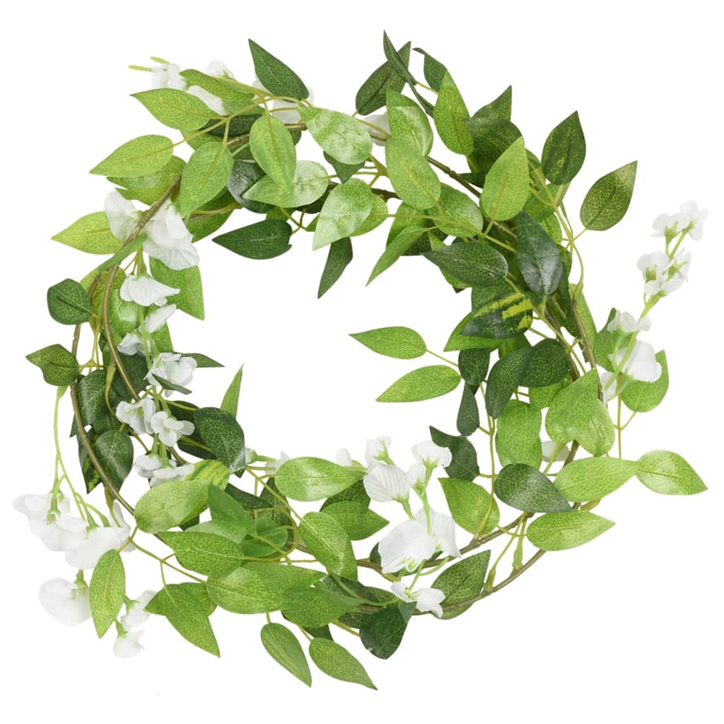Vidaxl Christmas garlands with flowers 6 st 200 cm white