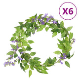 Vidaxl Chrëschtdag Garlands mat Blummen 6 St 200 cm Purple