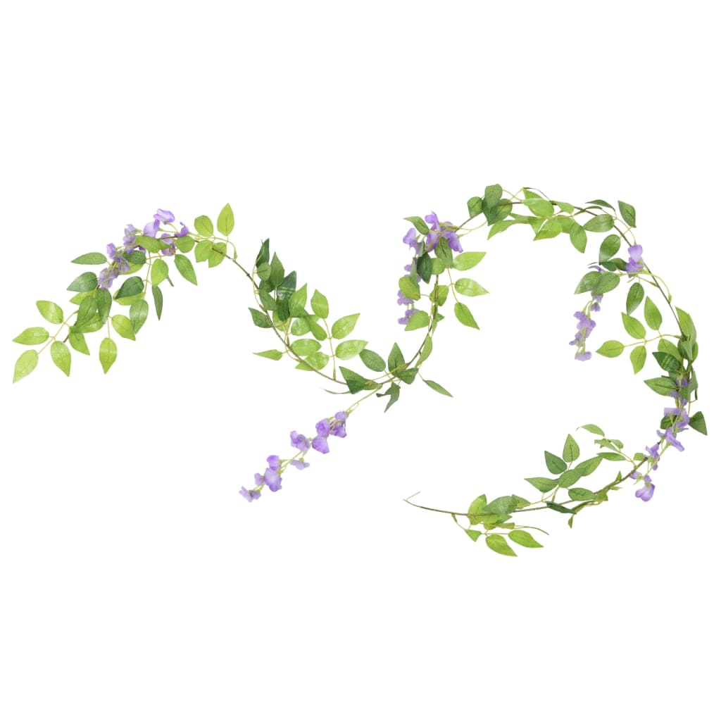 Vidaxl Chrëschtdag Garlands mat Blummen 6 St 200 cm Purple