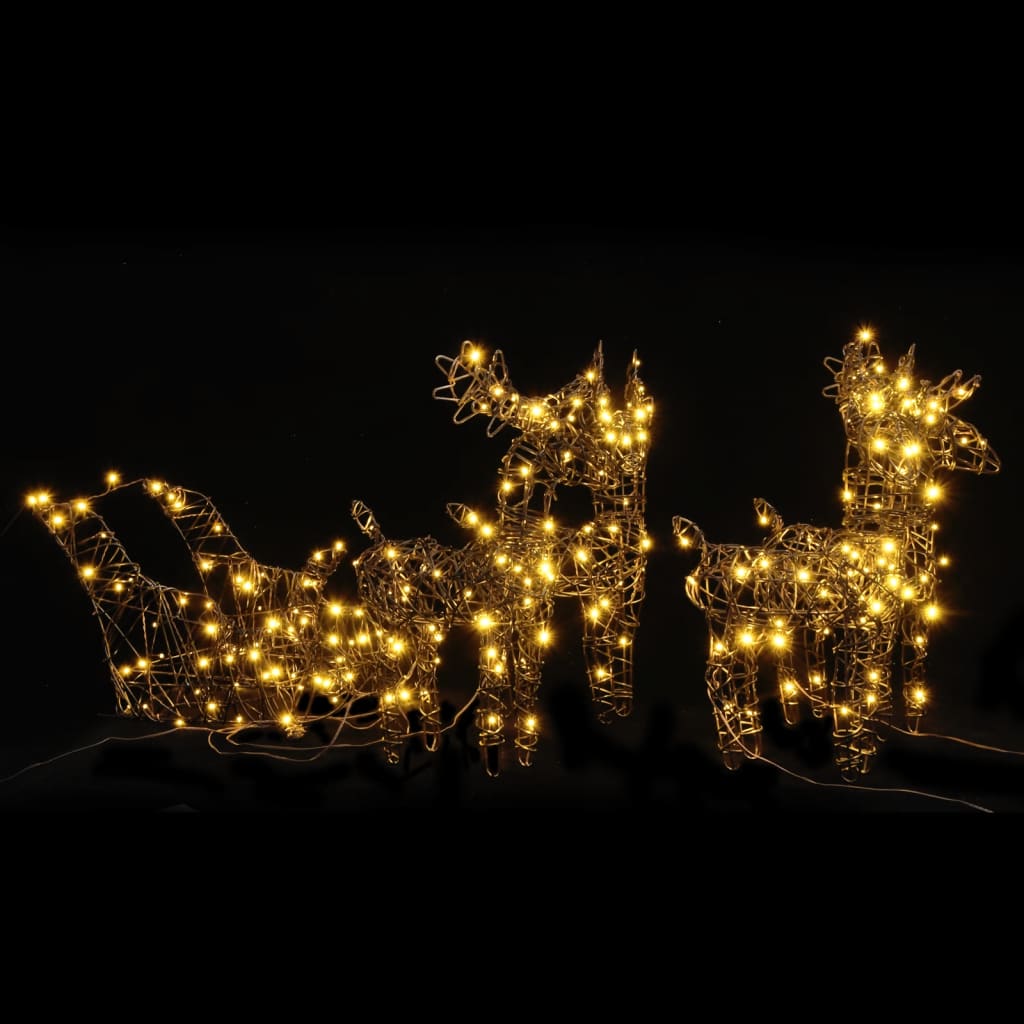 Vidaxl Christmas decorations reindeer and sledges 320 LEDs Rattan Warm white