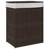 Košara za pranje perila Vidaxl s pokrovom 46x33x60 cm poli rattan temno rjava