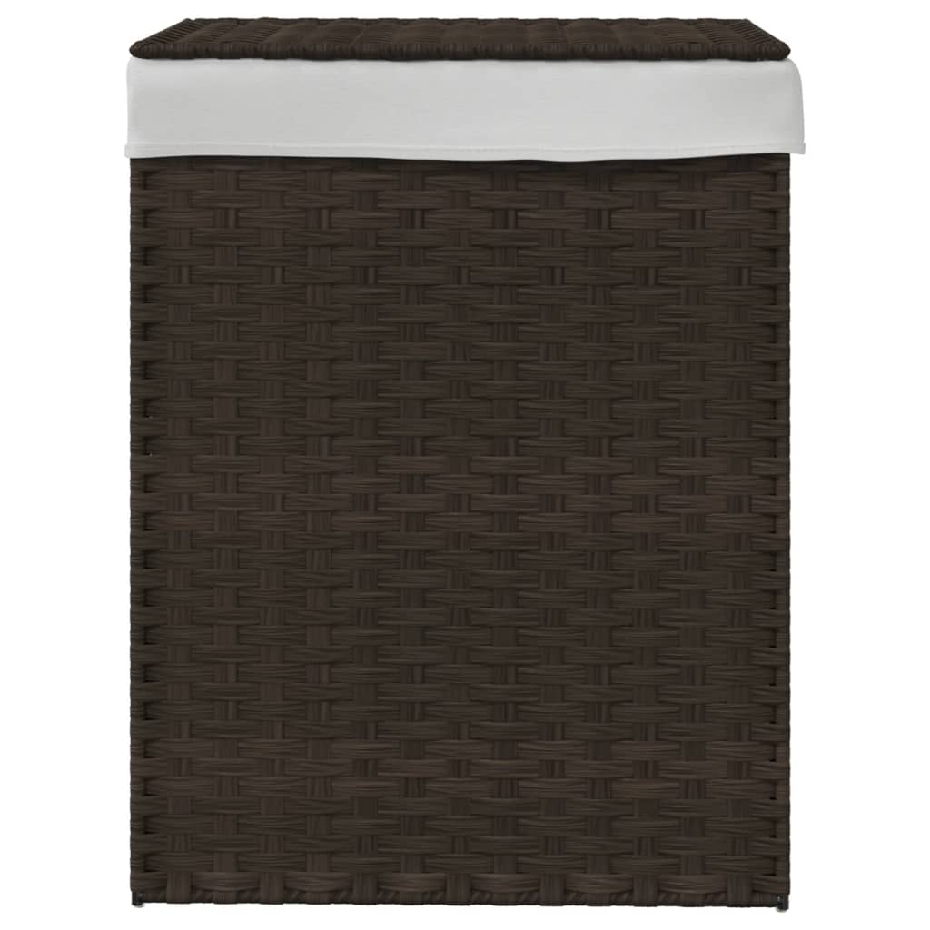 Košara za pranje perila Vidaxl s pokrovom 46x33x60 cm poli rattan temno rjava