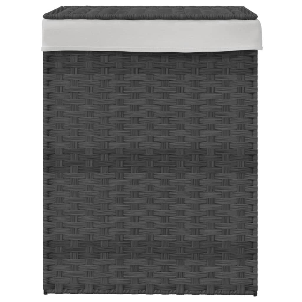 Košara za perilo Vidaxl s pokrovom 46x33x60 cm poli rattan siva