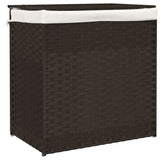 Vidaxl laundry basket with 2 compartments 53x35x57 cm poly rattan dark brown