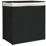Košara za pranje perila Vidaxl z dvema predelkoma 53x35x57 cm poli rattan črna