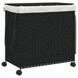 Canasta de lavandería Vidaxl sobre ruedas 60x35x60.5 cm Rattan negro