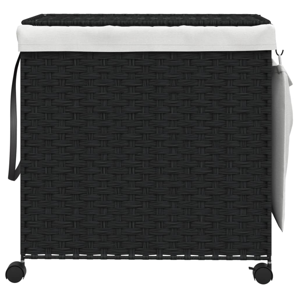 Canasta de lavandería Vidaxl sobre ruedas 60x35x60.5 cm Rattan negro