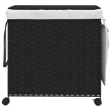 Canasta de lavandería Vidaxl sobre ruedas 60x35x60.5 cm Rattan negro