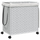 Vidaxl laundry basket on wheels 60x35x60.5 cm rattan white