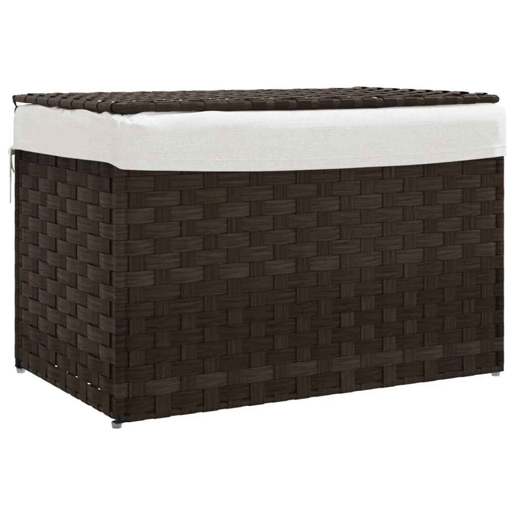Vidaxl laundry basket with lid 55.5x35x34 cm poly rattan dark brown