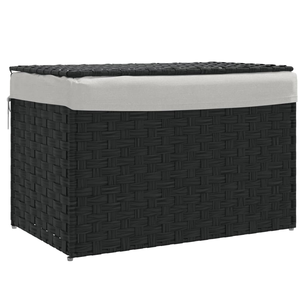 Vidaxl laundry basket with lid 55.5x35x34 cm poly rattan black