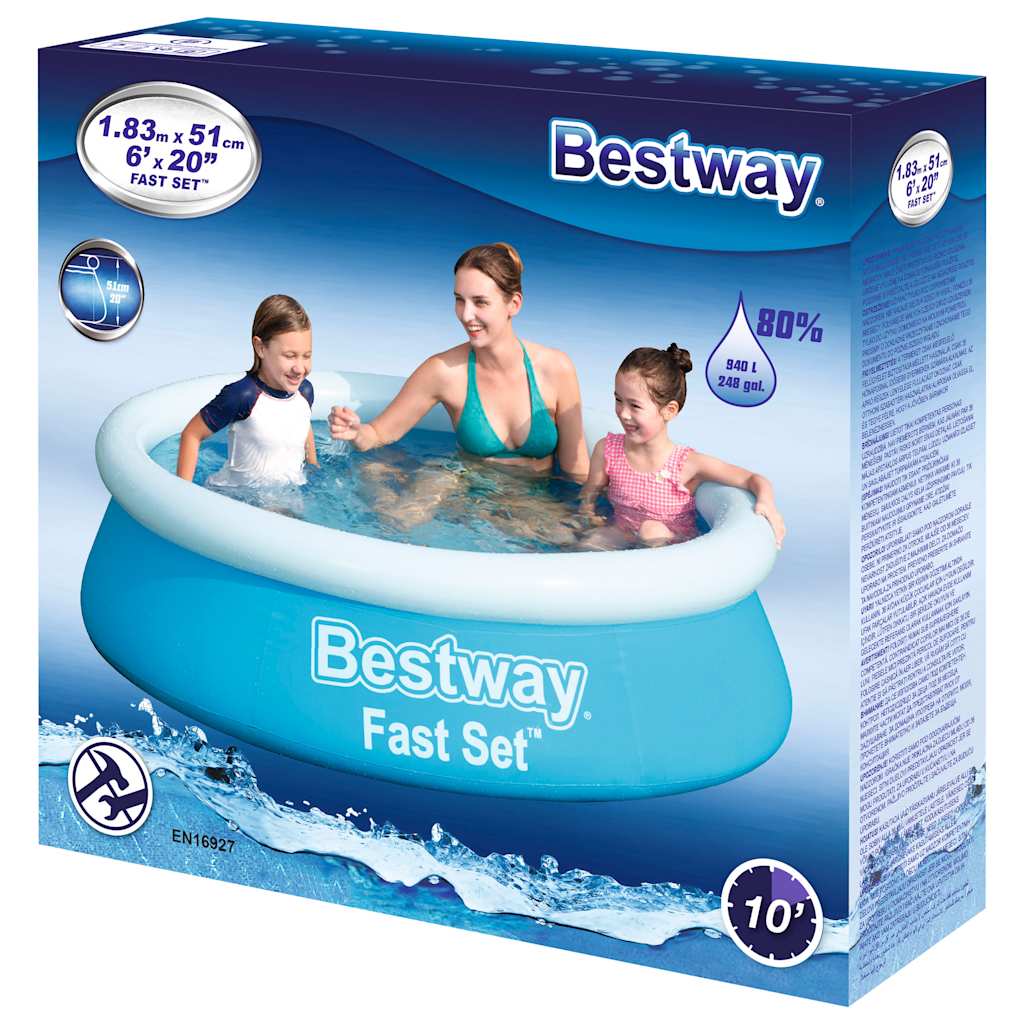 Bestway Fast set swimming pool inflatable around 183x51 cm blue