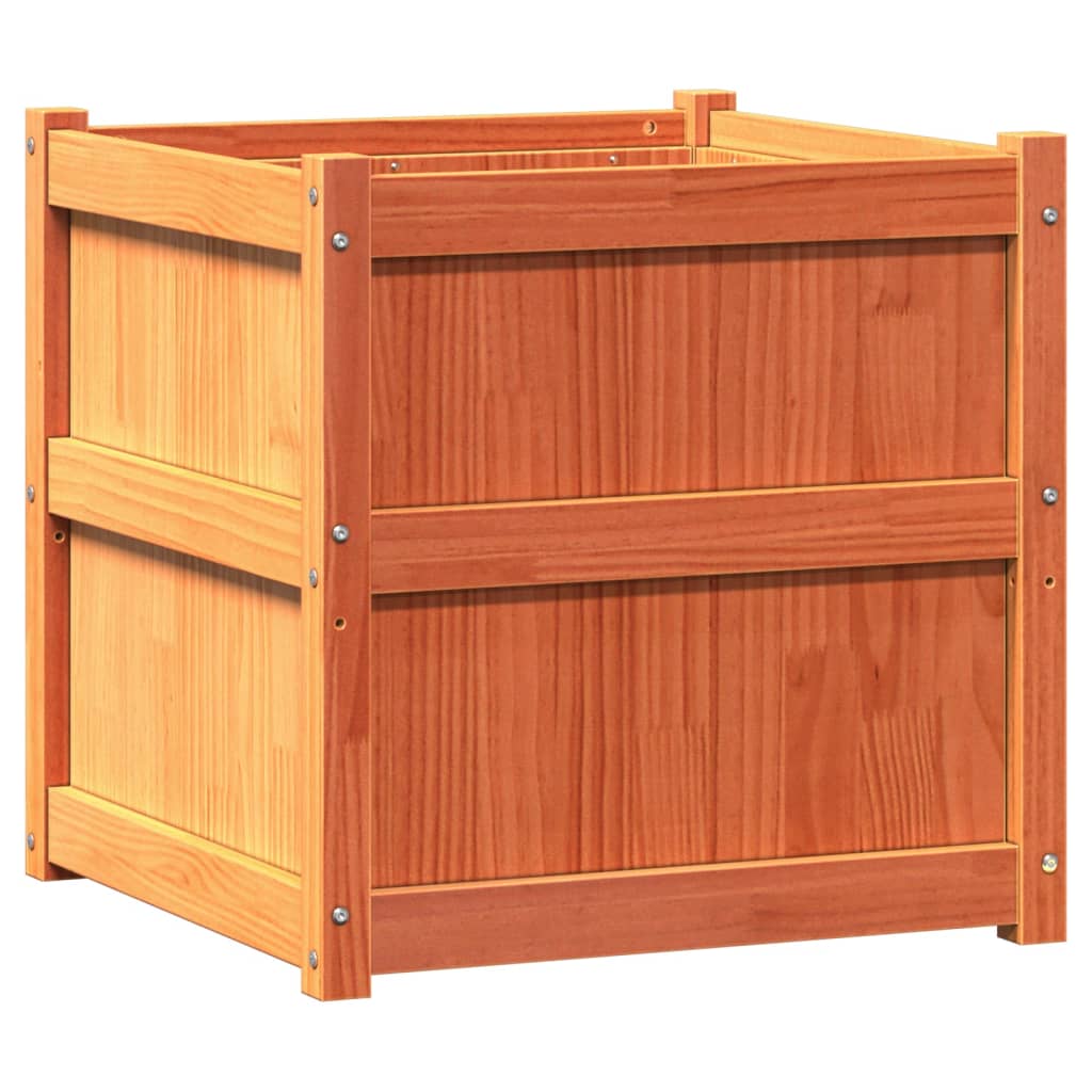 VidaXL Planning box 60x60x60 cm Solid pine wax brown