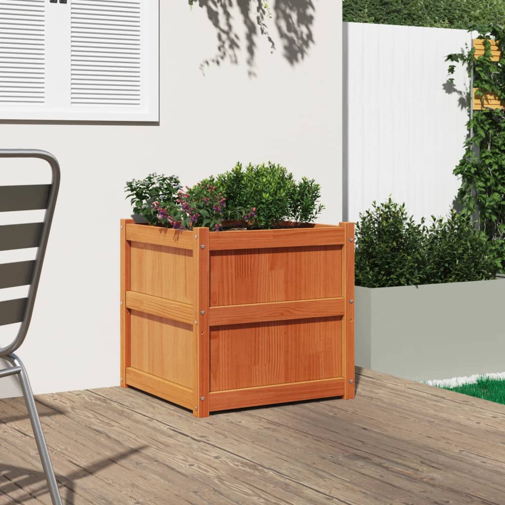 VidaXL Planning box 60x60x60 cm Solid pine wax brown