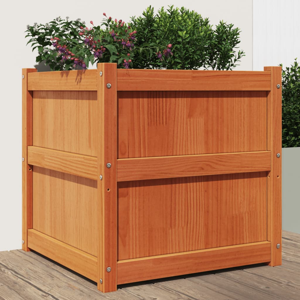 VidaXL Planning box 60x60x60 cm Solid pine wax brown