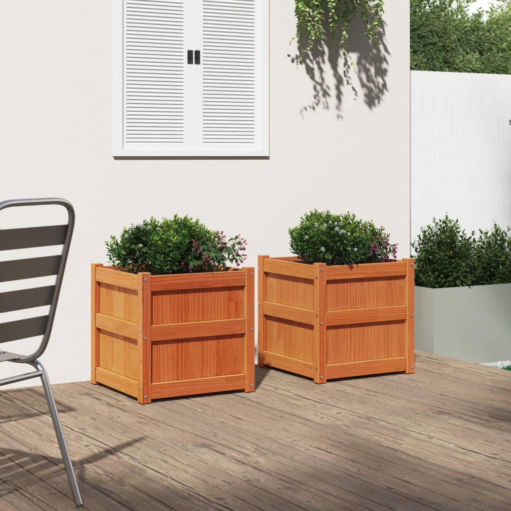 Vidaxl Planters 2 pc cm Solid pine wash brown