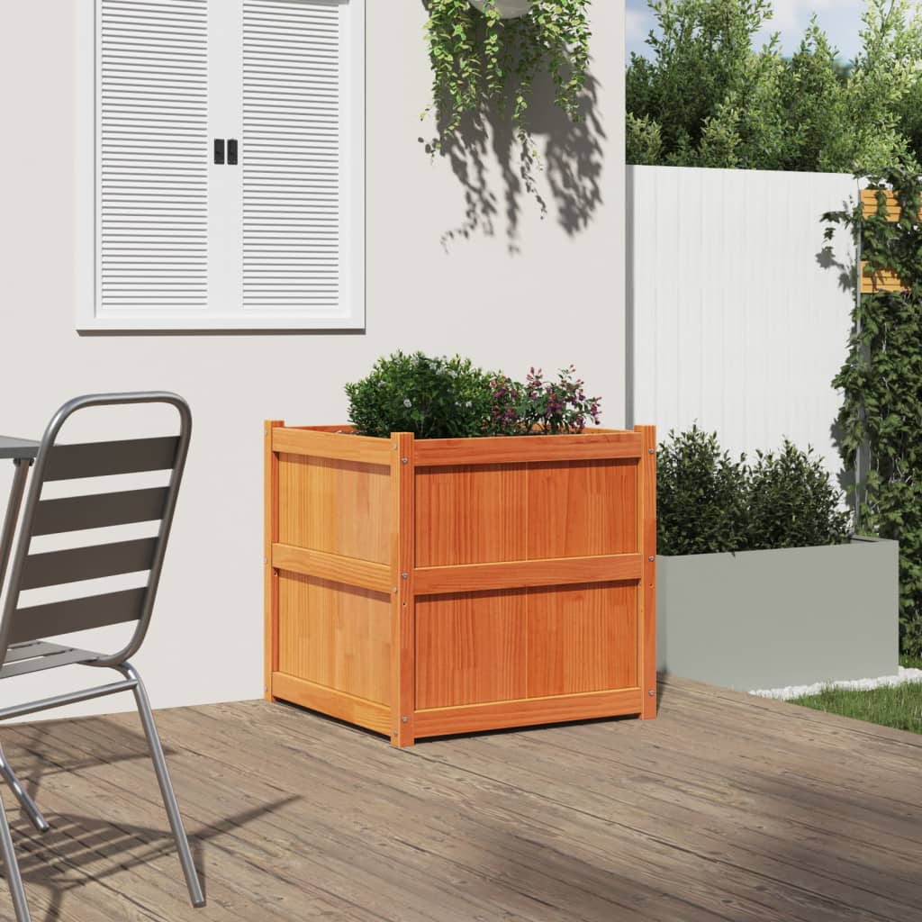 VidaXL Planning box 70x70x70 cm Solid pine wash brown